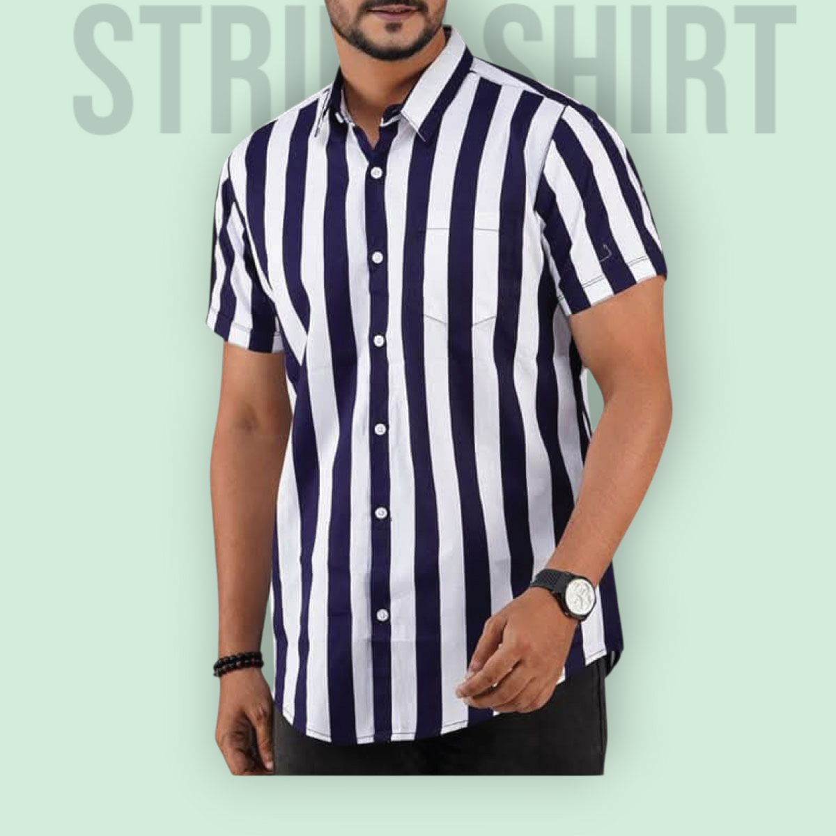 Classic Half Sleeve Stripe Shirt