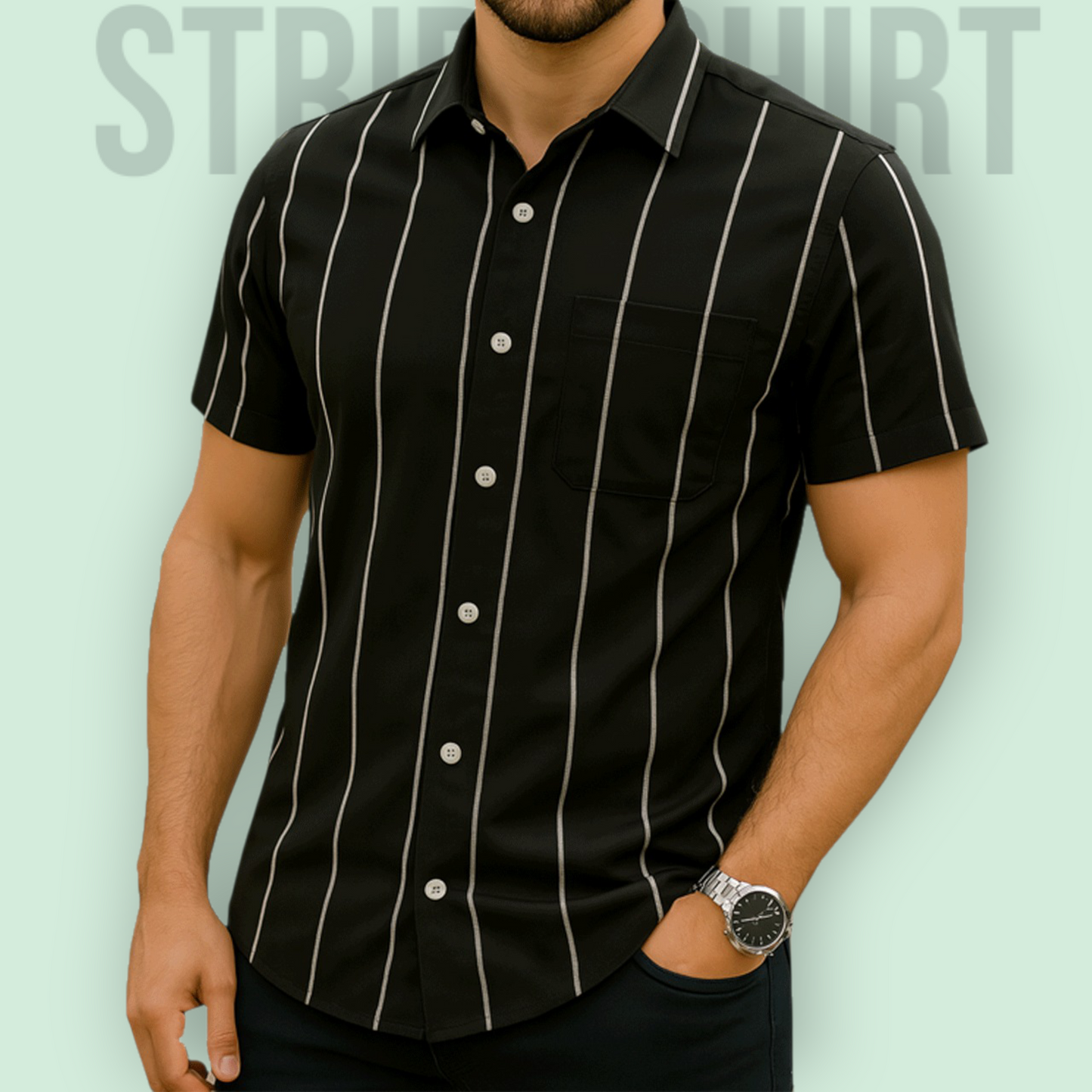 Classic Half Sleeve Stripe Shirt