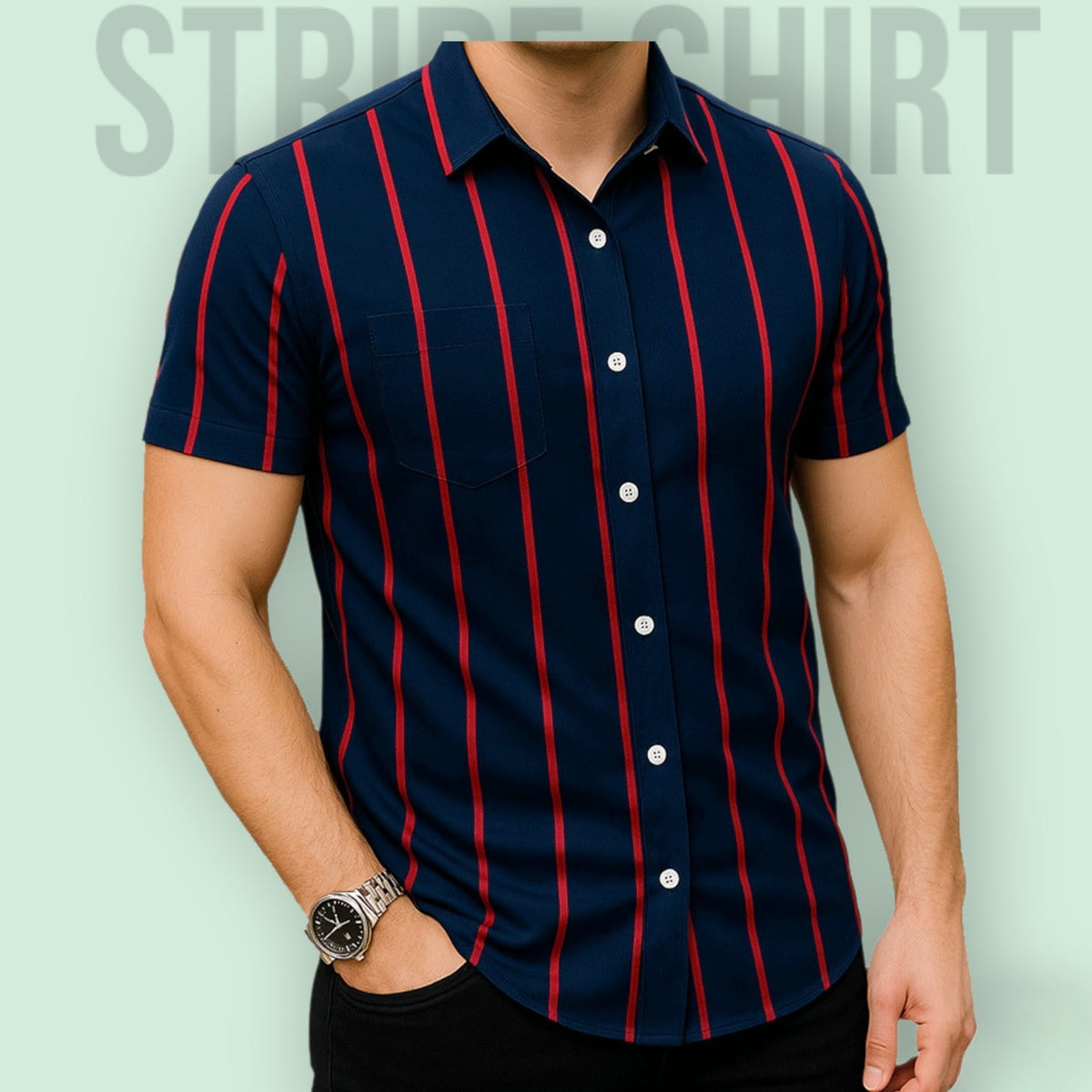 Classic Half Sleeve Stripe Shirt