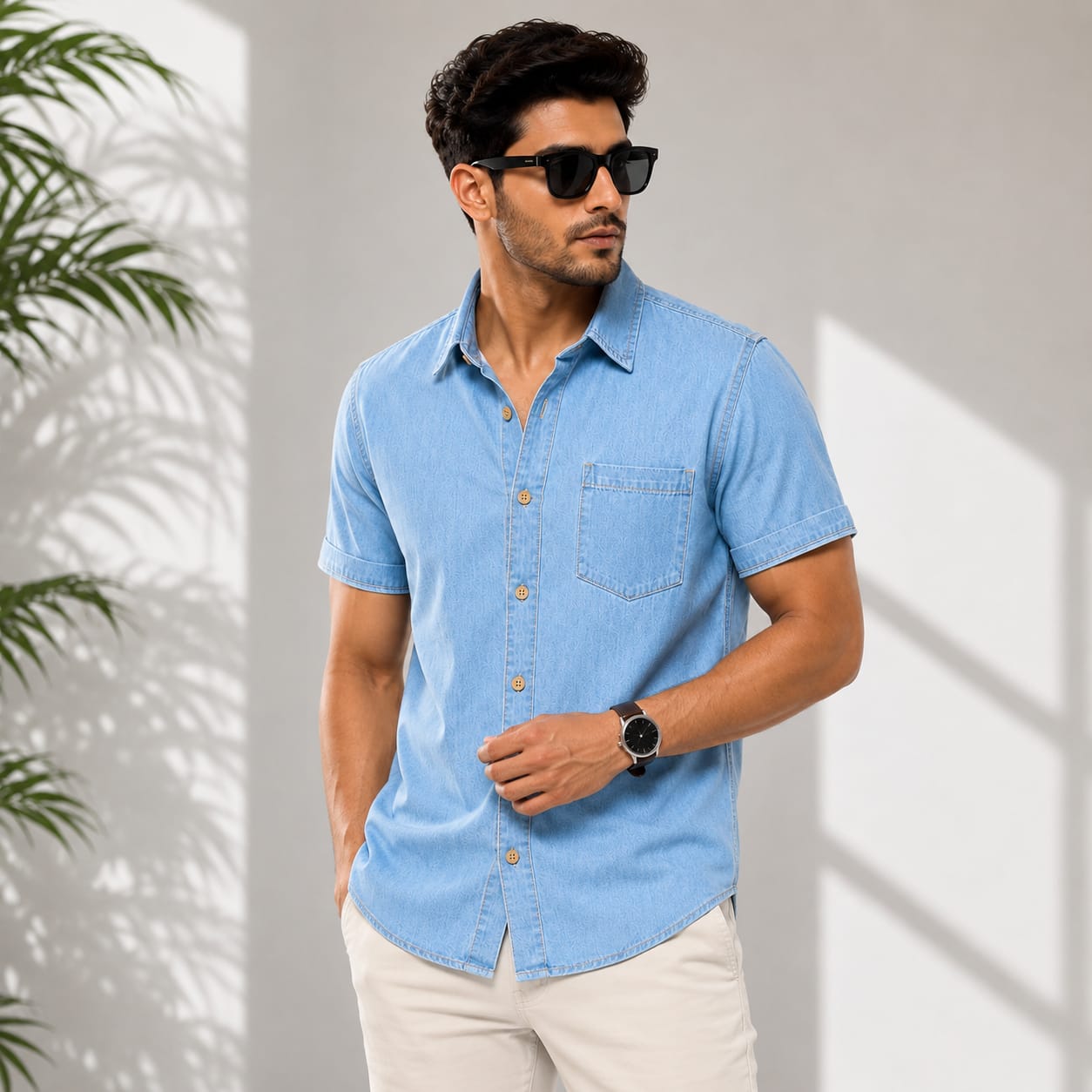 SoftWash Denim Half Shirt