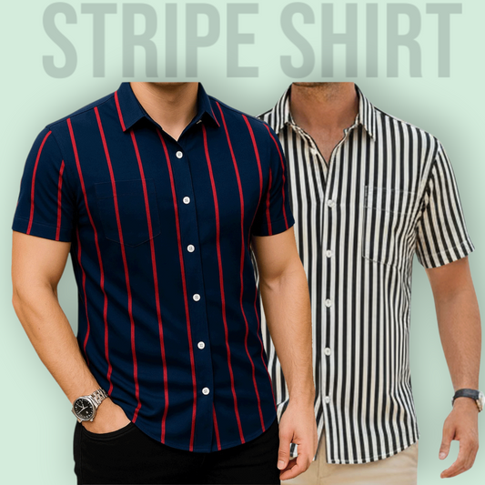 Classic Half Sleeve Stripe Shirt