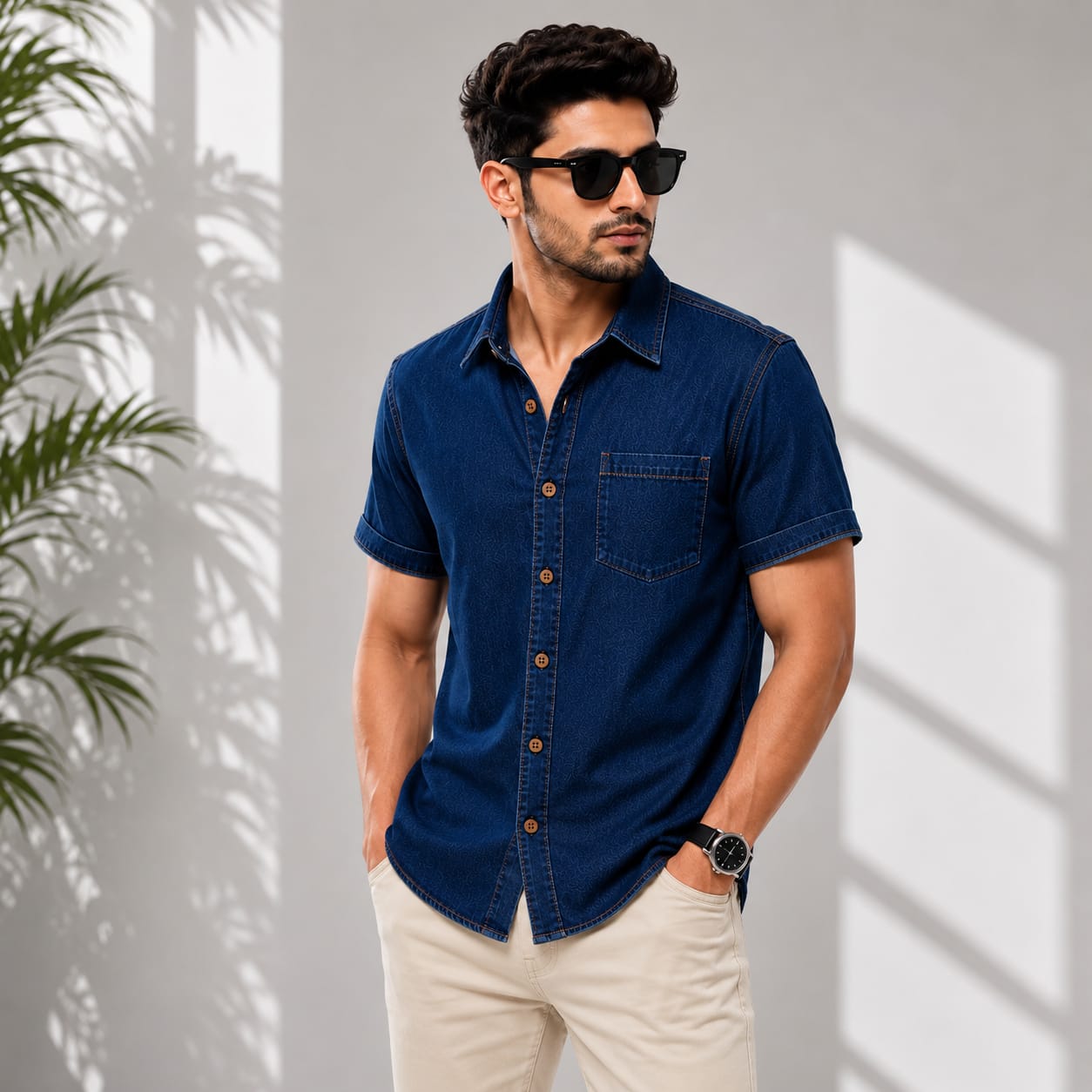 SoftWash Denim Half Shirt
