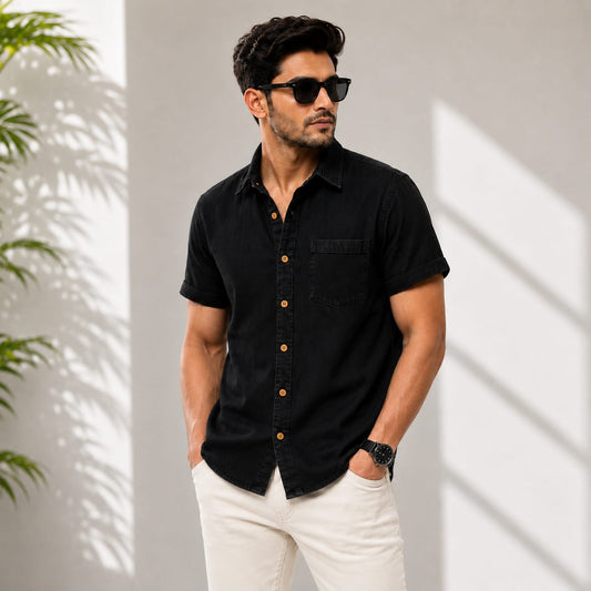 SoftWash Denim Half Shirt